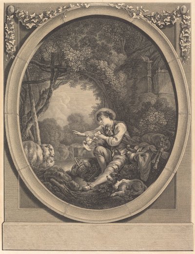Kuriirin lähtö tekijältä Jacques Firmin Beauvarlet after François Boucher