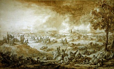 Leipzigin taistelu (kynän ja musteen pesu paperille) tekijältä Jacques Francois Joseph Swebach