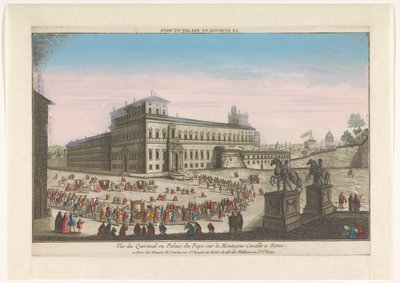Näkymä Palazzo del Quirinalelle Roomassa Le Quirinal tai palais du pape (otsikko esineessä) tekijältä Jacques Gabriel Huquier