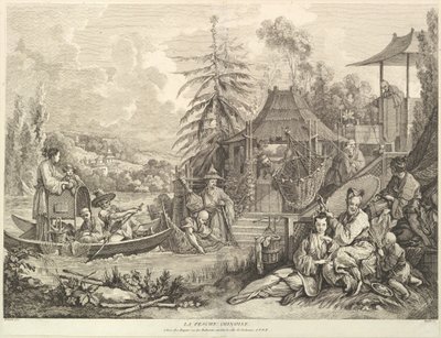 La pesche chinoise Chinese Fishing, Chinoiseries, vuoden 1743 jälkeen. tekijältä Jacques Gabriel Huquier
