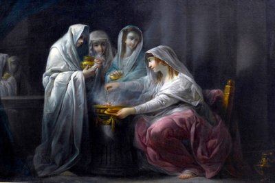 Les Vestales: yksityiskohta. 1800-luku (öljy kankaalle) tekijältä Jacques Gamelin