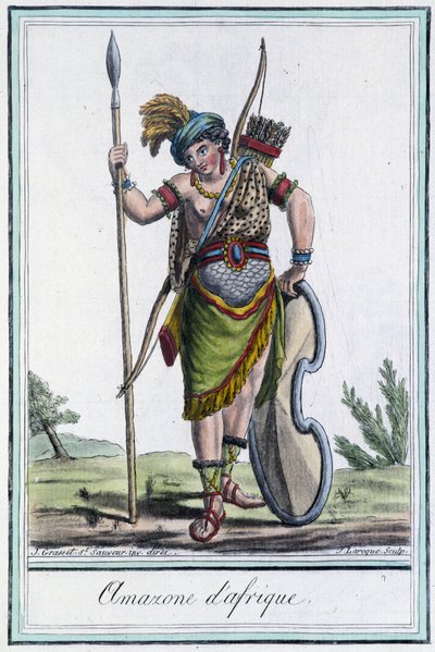 Afrikkalainen Amazon - julkaisussa "" Encyclopedia of Travels"", kirjoittanut Grasset St Sauveur, toim. 1796 tekijältä Jacques Grasset de Saint Sauveur