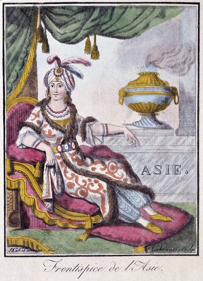Frontispice of Asia - julkaisussa "" Encyclopedia of Travels"", kirjoittanut Grasset St Sauveur, toim. 1796 tekijältä Jacques Grasset de Saint Sauveur