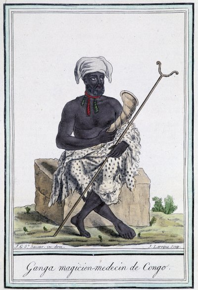 Ganga, taikurilääkäri Kongosta - Grasset Saint Sauveurin "" Encyclopedia of travels" -julkaisussa, toim. Pariisi 1796 tekijältä Jacques Grasset de Saint Sauveur