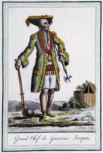 Irokeesisotureiden suuri päällikkö - Grasset St Sauveurin, Pariisin "" Encyclopedia of Travels -kirjassa" tekijältä Jacques Grasset de Saint Sauveur