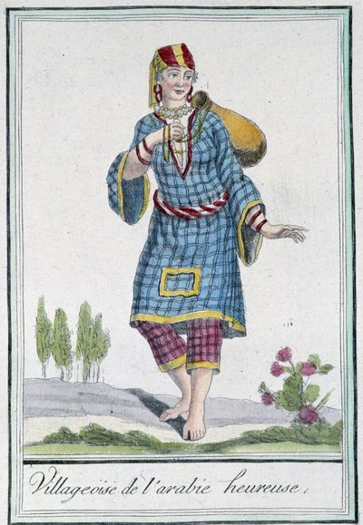 Happy Arabian Village - julkaisussa "" Encyclopedia of Travels"", kirjoittanut Grasset St Sauveur, toim. 1796 tekijältä Jacques Grasset de Saint Sauveur