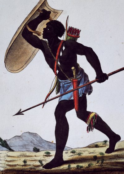 Juida Warrior, Afrikka, kaiverrus Encyclopedia of Voyages tekijältä Jacques Grasset de Saint Sauveur