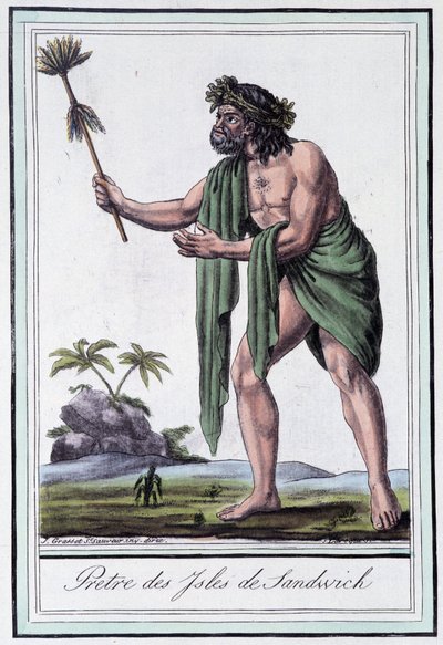 Sandwichsaarten pappi - Grasset Saint Sauveurin "" Encyclopedia of Travels" -julkaisussa, toim. Pariisi 1796 tekijältä Jacques Grasset de Saint Sauveur