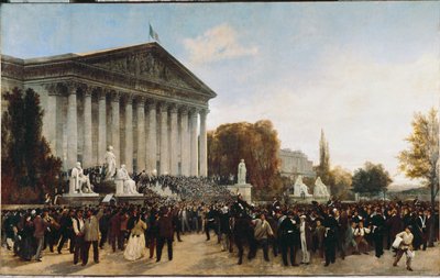 Palais Bourbon, Corps Legislatifin istuntopaikka, viimeisen istunnon jälkeen ... (maalaus kankaalle) tekijältä Jacques Guiaud