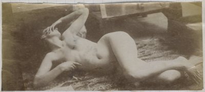 Jacques de Lalaingin studiossa tutkitaan naispuolista alastomaa mallia, joka makaa tiikerin iholla tekijältä Jacques Lalaing (attributed to)