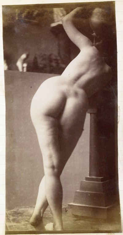 Tutkimus naispuolisesta alastonmallista, takaa katsottuna, Jacques de Lalaingin studiossa, esitutkimus pyöreälle suihkulähteelle tekijältä Jacques Lalaing (attributed to)