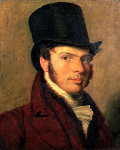 Muotokuva nuoresta miehestä silinterihattu päässä tekijältä Jacques Laurent Agasse