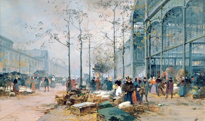 Les Halles, Pariisi (kynä ja guassi paperilla) tekijältä Jacques Lieven