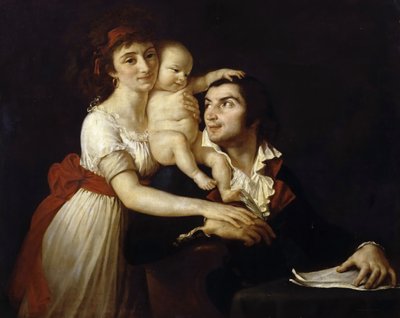 Camille Desmoulins vaimonsa Lucilen ja lapsensa kanssa tekijältä Jacques Louis David