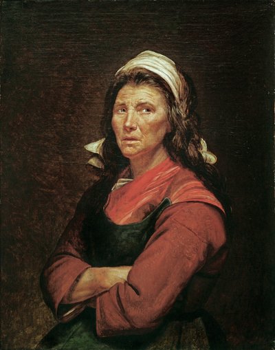 Fishwoman, maraicheres olivat erityisen aktiivisia Ranskan vallankumouksen alkuvaiheessa... tekijältä Jacques Louis David