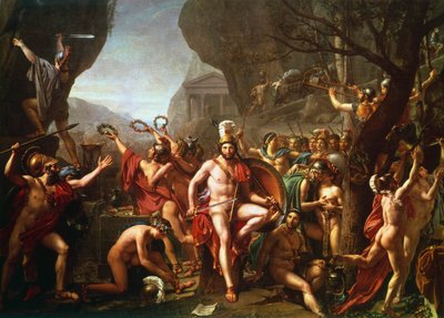 "Leonidas at Thermopylae", 5. vuosisadalla eKr., n. 1814 tekijältä Jacques Louis David