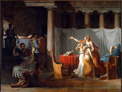 Lictors kantamassa Brutukselle hänen poikiensa ruumiita - öljy kankaalle tekijältä Jacques Louis David