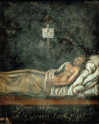 Louis-Michel Le Peletier, markiisi de Saint-Fargeau 1760-1793 kuolinvuoteellaan, n. 1793. tekijältä Jacques Louis David