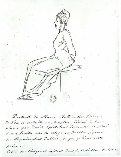 Marie-Antoinette (1755-93) matkalla teloitukseensa, 1793 tekijältä Jacques Louis David