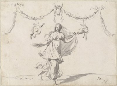 Ornamentti vanhassa mekossa olevalla naisella tekijältä Jacques Louis David
