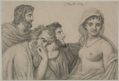 Phryné ennen tuomareita, noin 1816-1820 (musta liitu vellapaperille). tekijältä Jacques Louis David