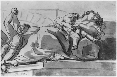 Ruttoepisodi (kynä ja tussi pesu paperille) tekijältä Jacques Louis David