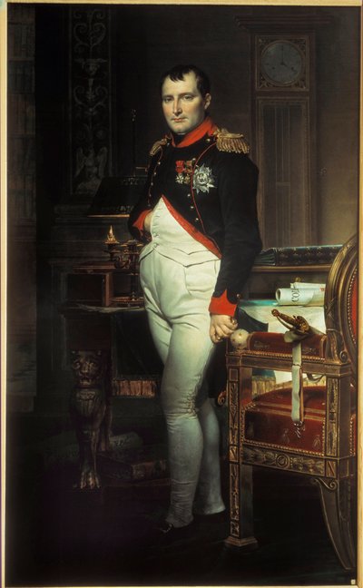 Täyspitkä muotokuva Napoleon I:stä (1769-1821) hänen työhuoneessaan Tuileries