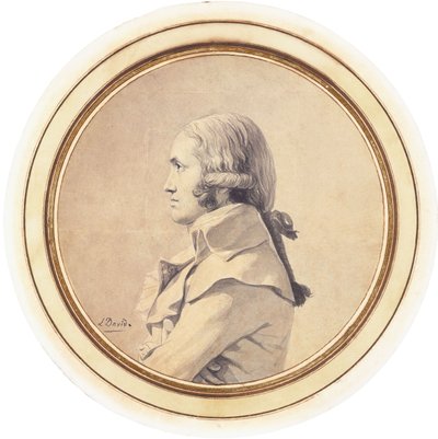 Joseph-Nicolas Barbeau Dubarranin muotokuva, puolipitkä, kädet ristissä tekijältä Jacques Louis David