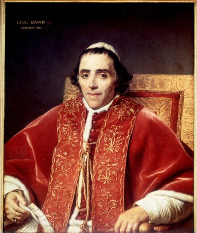 Daavidin muotokuva Pius VII:stä (1742 - 1823). 1805. Versaillesin museo tekijältä Jacques Louis David