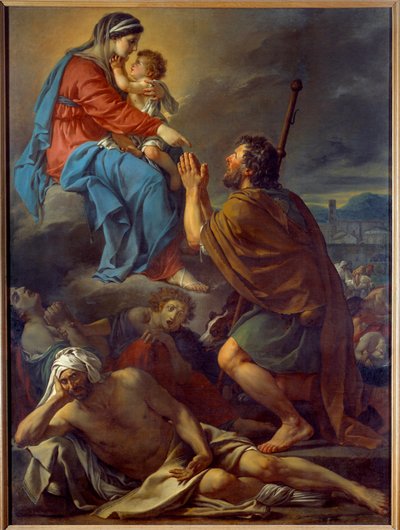 Pyhä Roch rukoilee Neitsyttä ruton lopettamisen puolesta. Jacques Louis Davidin (1748-1825) maalaus tekijältä Jacques Louis David