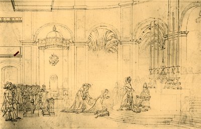 Luonnos Napoleonin kruunauksesta, c1807, 1921. tekijältä Jacques Louis David