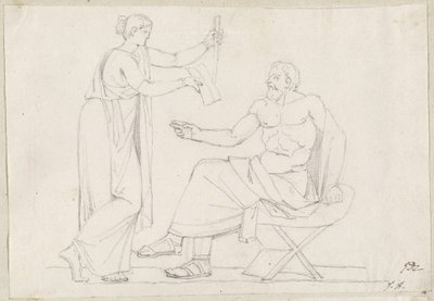 Sokrates ja Diotime tekijältä Jacques Louis David