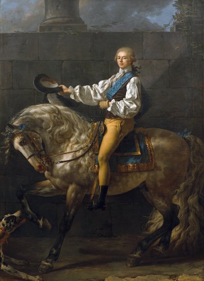 Stanislaw Kostka Potocki (aatelinen, poliitikko, kirjailija, publicisti, keräilijä ja puolalainen suojelija) - Stanislaw Kostka Potockin (1755-1821) ratsastusmuotokuva - Jacques Louis Davidin (1748-1825) maalaus - 1781 - Öljy kankaalle - 13 cm 04 kankaalle tekijältä Jacques Louis David