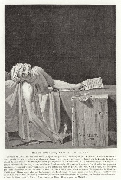 Maratin kuolema, 1793 tekijältä Jacques Louis David
