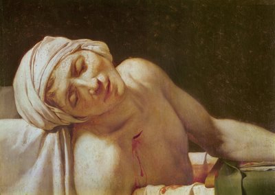 Maratin kuoleman kasvojen yksityiskohta, 1793 öljy kankaalle tekijältä Jacques Louis David
