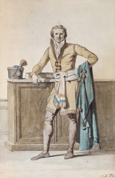 Ranskan kansalainen (kynä ja muste ja akvarelli paperille) tekijältä Jacques Louis David