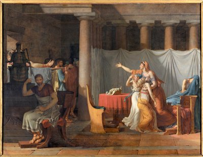 Lictorit raportoivat Lucius Junius Brutukselle (6. vuosisata eKr.) hänen poikiensa Lictorit kantaen Brutukselle hänen poikiensa ruumiita tekijältä Jacques Louis David