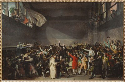 Jeu de Paumen vala, kun Kolme säätyä kieltäytyi hajoamasta kuninkaallisesta käskystä ... tekijältä Jacques Louis David
