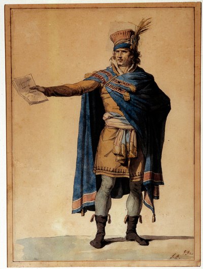 Virassa olevien ihmisten edustaja Hahmo ilmentää oikeuden ja yleisen järjestyksen miestä Ranskan vallankumouksen aikana. Akvarelli Jacques Louis David (1748-1825) 1789 Pariisi, Musee Carnavalet tekijältä Jacques Louis David