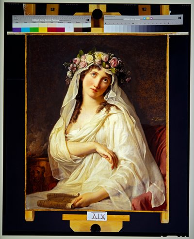 Vestal kruunattu kukkien kanssa (kangas) tekijältä Jacques Louis David
