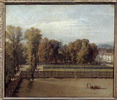 Näkymä Luxemburgin puutarhaan Pariisissa Louis Davidin (1748-1825) maalaus. 1794. Su. 0,55 x 0,65 tekijältä Jacques Louis David