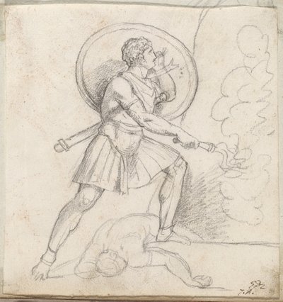Soturi kilven ja taskulampun kanssa tekijältä Jacques Louis David