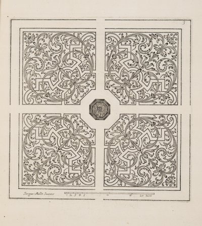 Design for Parterre, Theater des Plans et Jardinages, pub.1652 (kaiverrus) tekijältä Jacques Mollet
