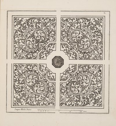 Design for Parterre, Theater des Plans et Jardinages, pub.1652 (kaiverrus) tekijältä Jacques Mollet