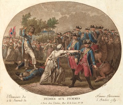 Pariisilaisnaisten rohkeus 5. lokakuuta 1789: omistettu naisille tekijältä Jacques Philippe Caresme