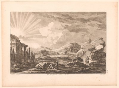 Näkymä Ateenan rauniolle, mahdollisesti Dionysos-teatterille Vue des ruines de l