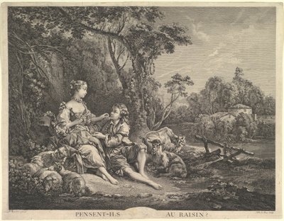 Pensant-ils au Raisin ajattelevatko he rypälettä, 1700-luku. tekijältä Jacques Philippe Le Bas