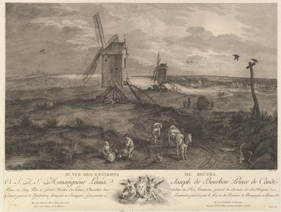 Toinen näkymä Bruggen IIe ympäristöstä. Vue des environs de Bruggen. tekijältä Jacques Philippe Le Bas