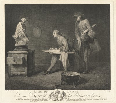 Piirustuksen opiskelu (piirustustunti) tekijältä Jacques Philippe Le Bas after Jean Siméon Chardin