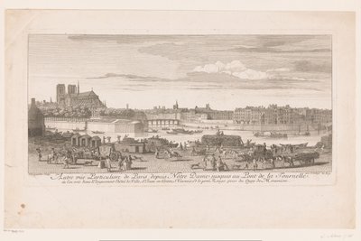 Gezicht of Parijs van de Notre Dame tot de la Tournelle Näkymä Pariisista Notre-Damesta Pont de la Tournelleen (...) otettu Quai de Miramionilta (otsikko esineessä) tekijältä Jacques Rigaud